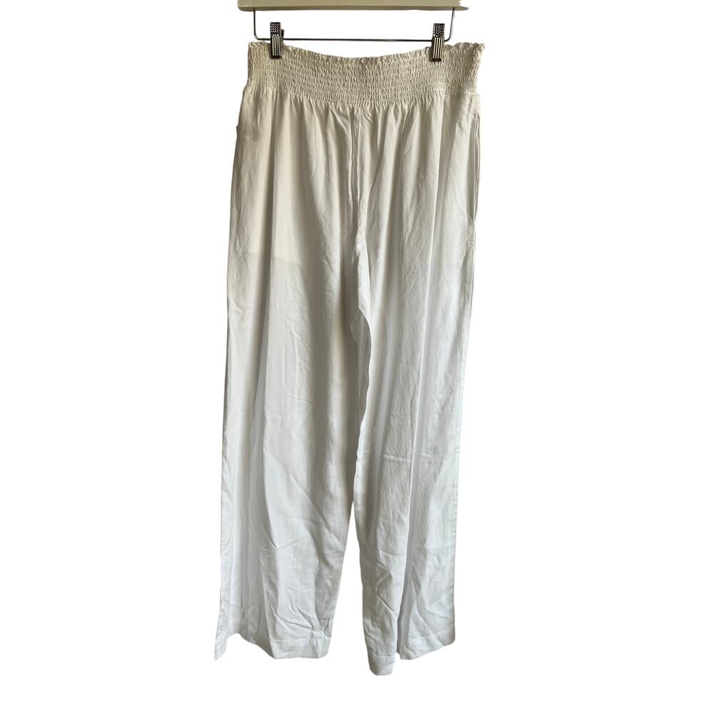 BELLA DAHL PANTS WOMENS SIZE XLARGE SMOCKED WAIST WIDE LEG WHITE NEW MSRP $150 - Picture 6 of 14